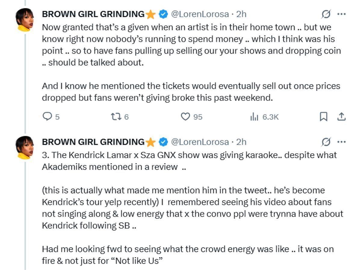 2nd and 3rd parts of Loren's X thread calling out Akademiks (Image via X/ @LorenLorosa)